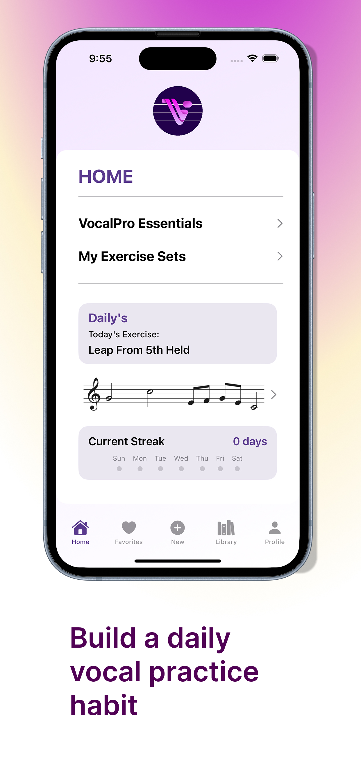 VocalPro app home screen